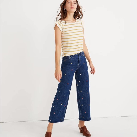Madewell Denim - Madewell | Wide-Leg Crop Jeans Confetti Floral Embroidered Edition Flowers Capri